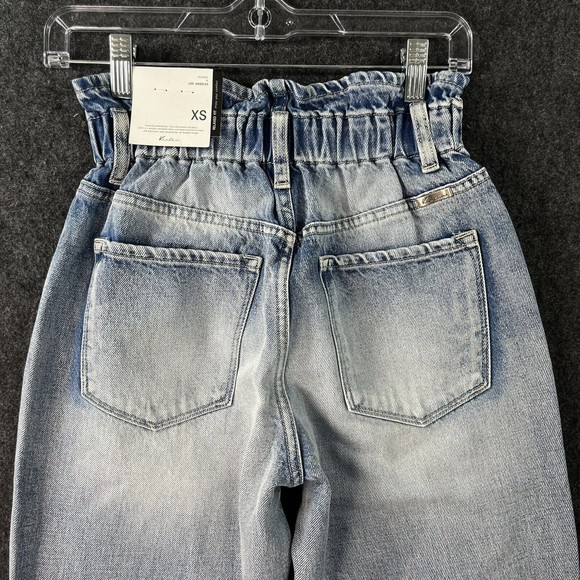 KanCan Jeans Women’s XS Blue High Rise Cuffed Paper Bag Mom Relaxed Fit - Picture 4 of 15